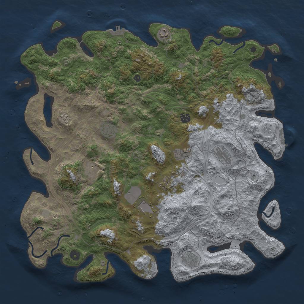 Rust Map: Procedural Map, Size: 4500, Seed: 36494, 17 Monuments