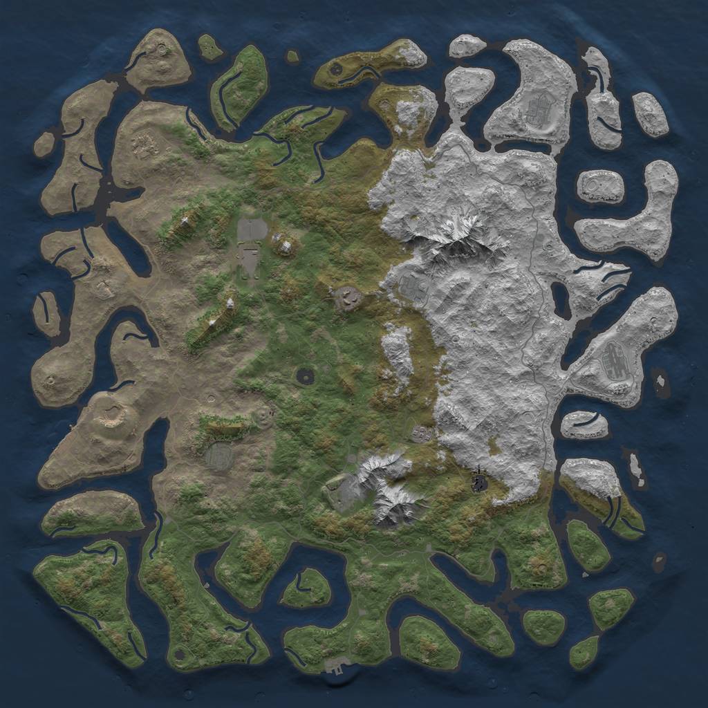 Rust Map: Procedural Map, Size: 6000, Seed: 832115660, 19 Monuments