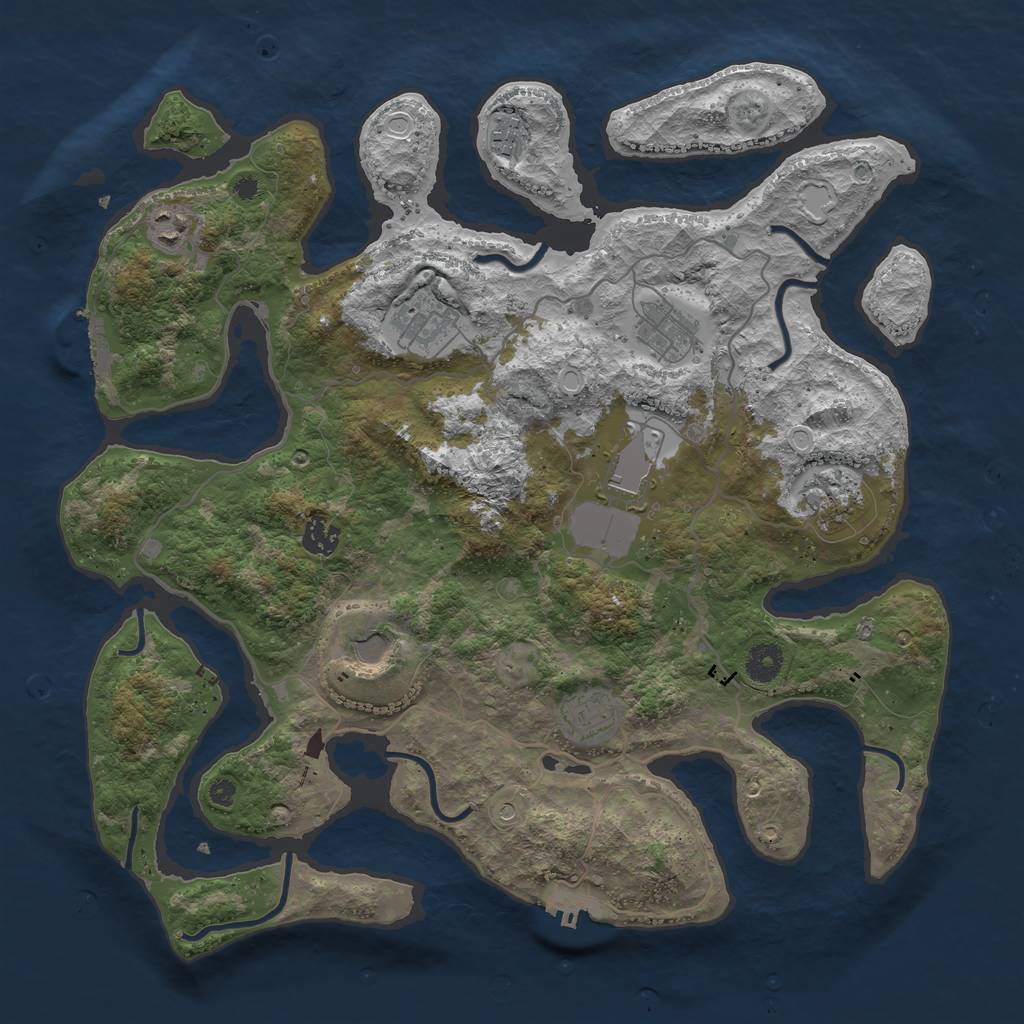 Rust Map: Procedural Map, Size: 4000, Seed: 34512, 17 Monuments