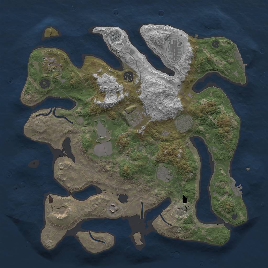 Rust Map: Procedural Map, Size: 3800, Seed: 1909256999, 18 Monuments