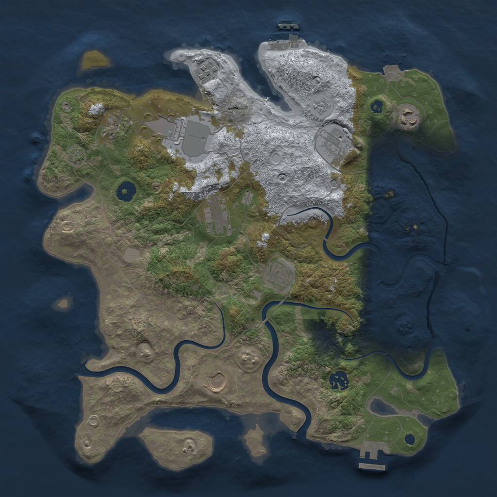 Rust Map: Procedural Map, Size: 3800, Seed: 1909256999, 15 Monuments