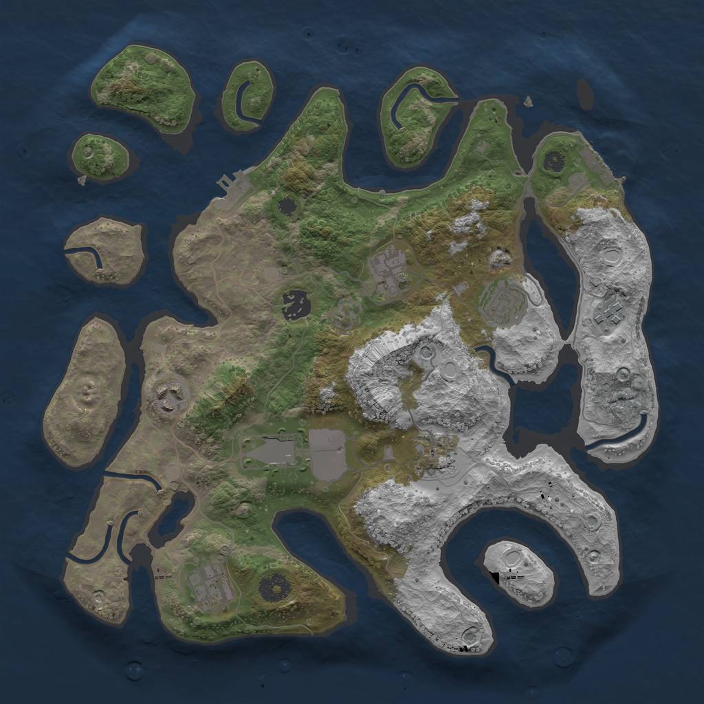 Rust Map: Procedural Map, Size: 3500, Seed: 944539490, 16 Monuments