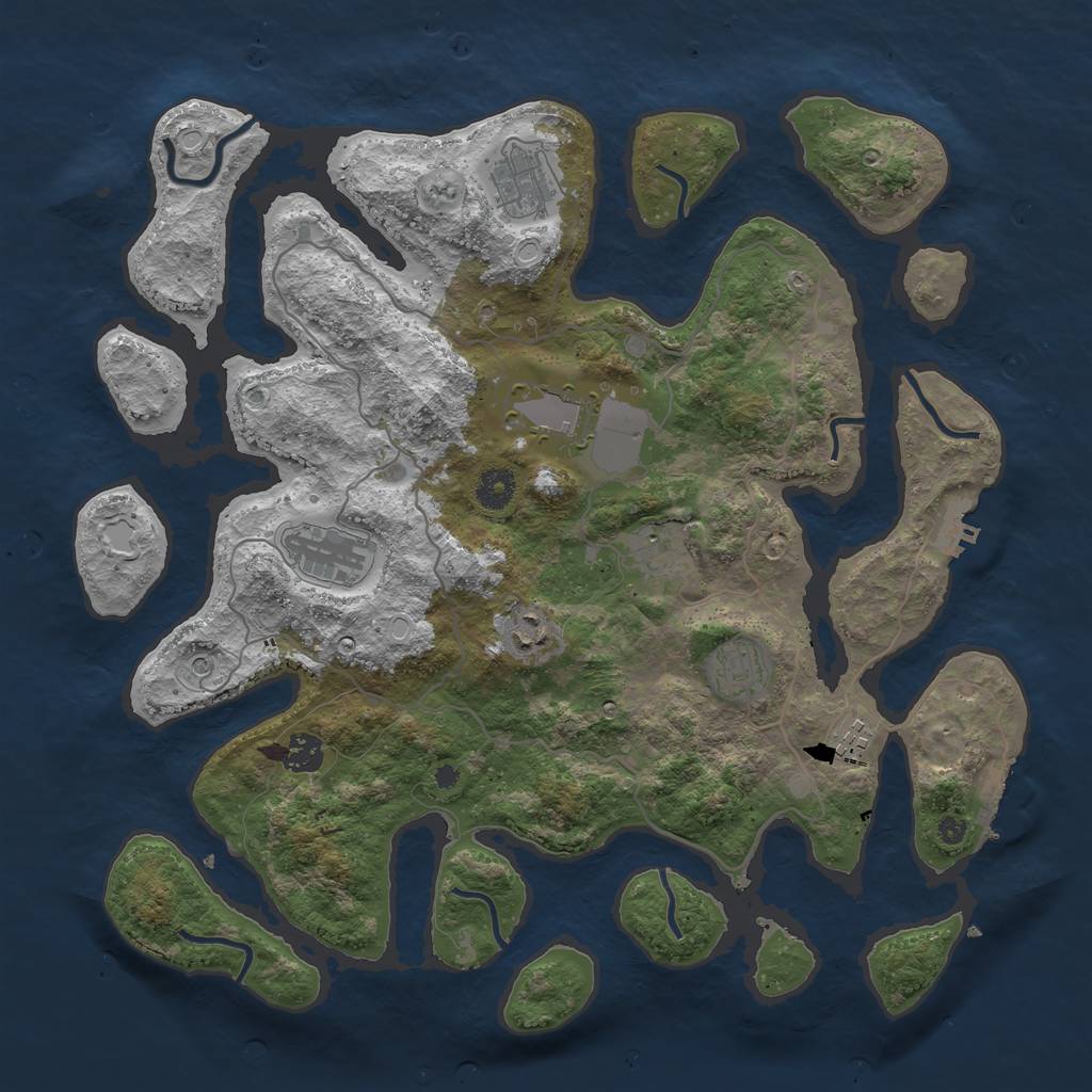 Rust Map: Procedural Map, Size: 4000, Seed: 574280, 16 Monuments