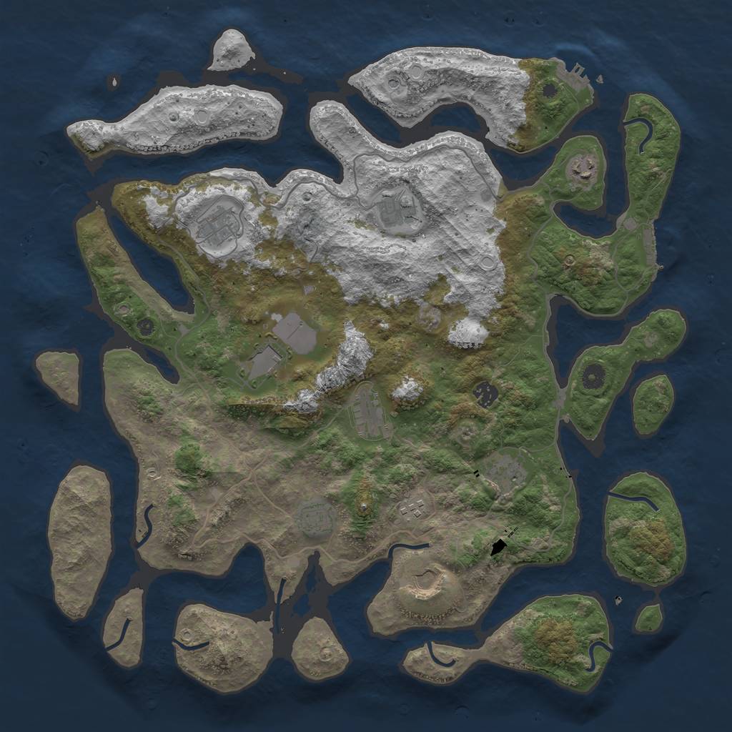 Rust Map: Procedural Map, Size: 4500, Seed: 1585061523, 18 Monuments
