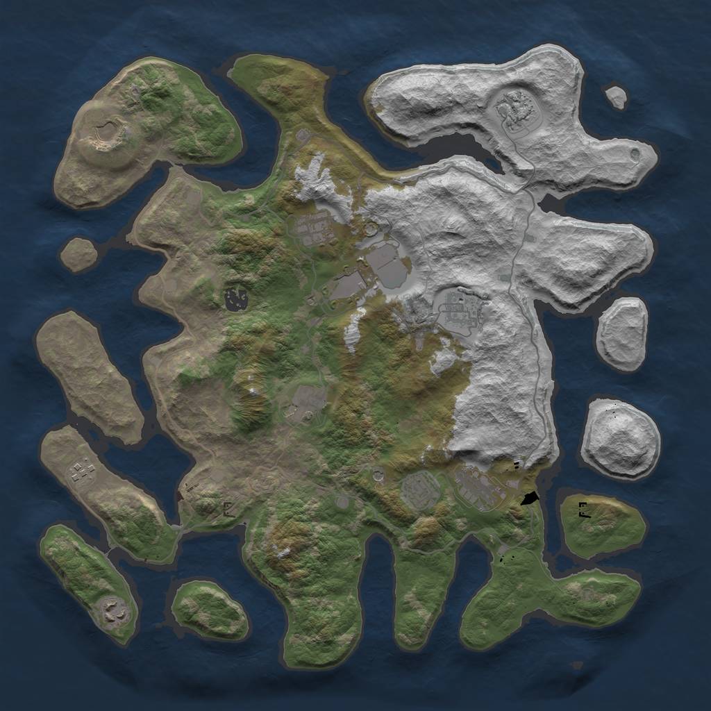 Rust Map: Barren, Size: 4300, Seed: 74645, 14 Monuments