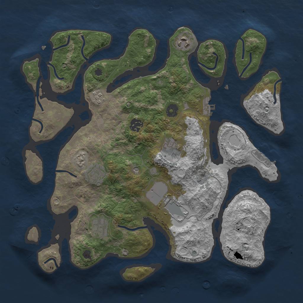 Rust Map: Procedural Map, Size: 3500, Seed: 843512400, 15 Monuments