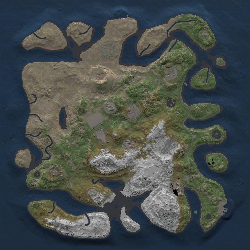 Rust Map: Procedural Map, Size: 4000, Seed: 1712839466, 19 Monuments