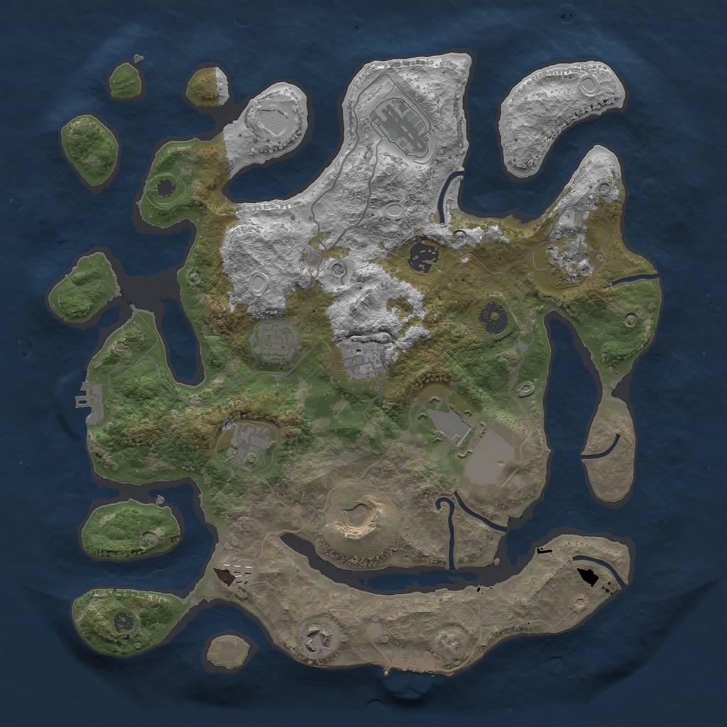 Rust Map: Procedural Map, Size: 3700, Seed: 447434111, 18 Monuments