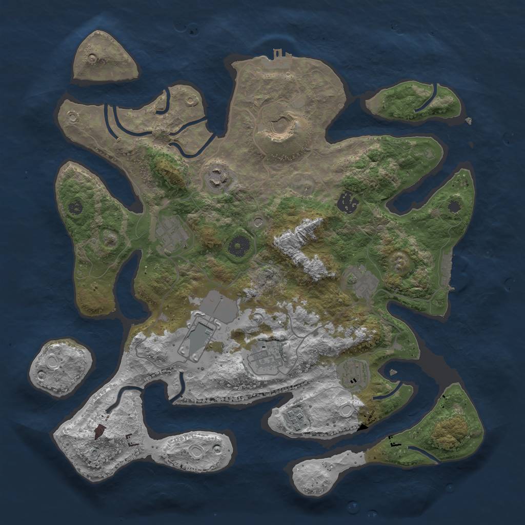 Rust Map: Procedural Map, Size: 3750, Seed: 22387480, 17 Monuments