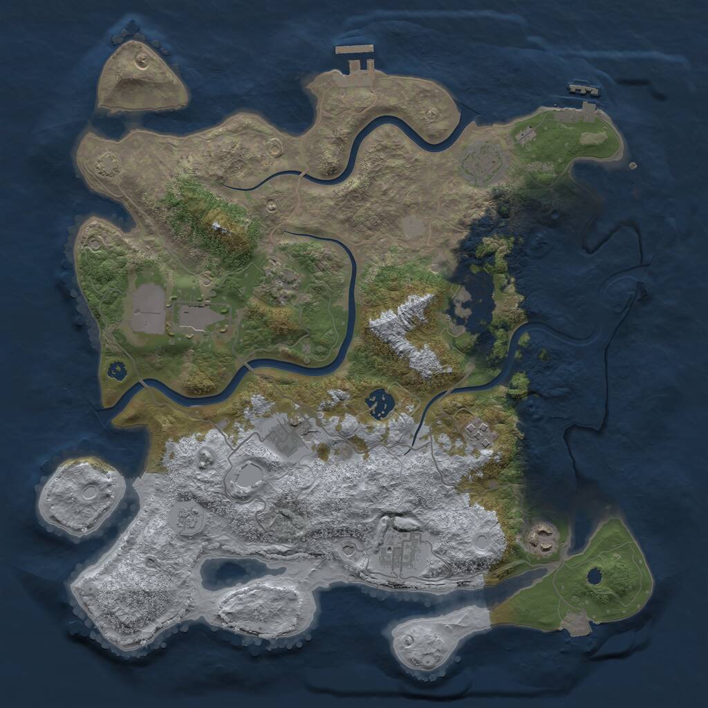 Rust Map: Procedural Map, Size: 3750, Seed: 22387480, 15 Monuments