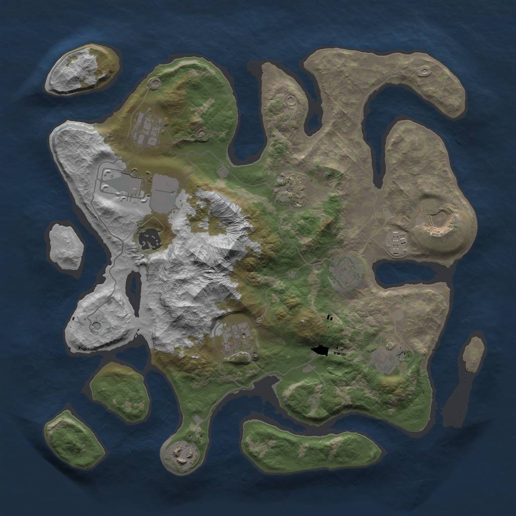 Rust Map: Barren, Size: 3500, Seed: 1134, 13 Monuments