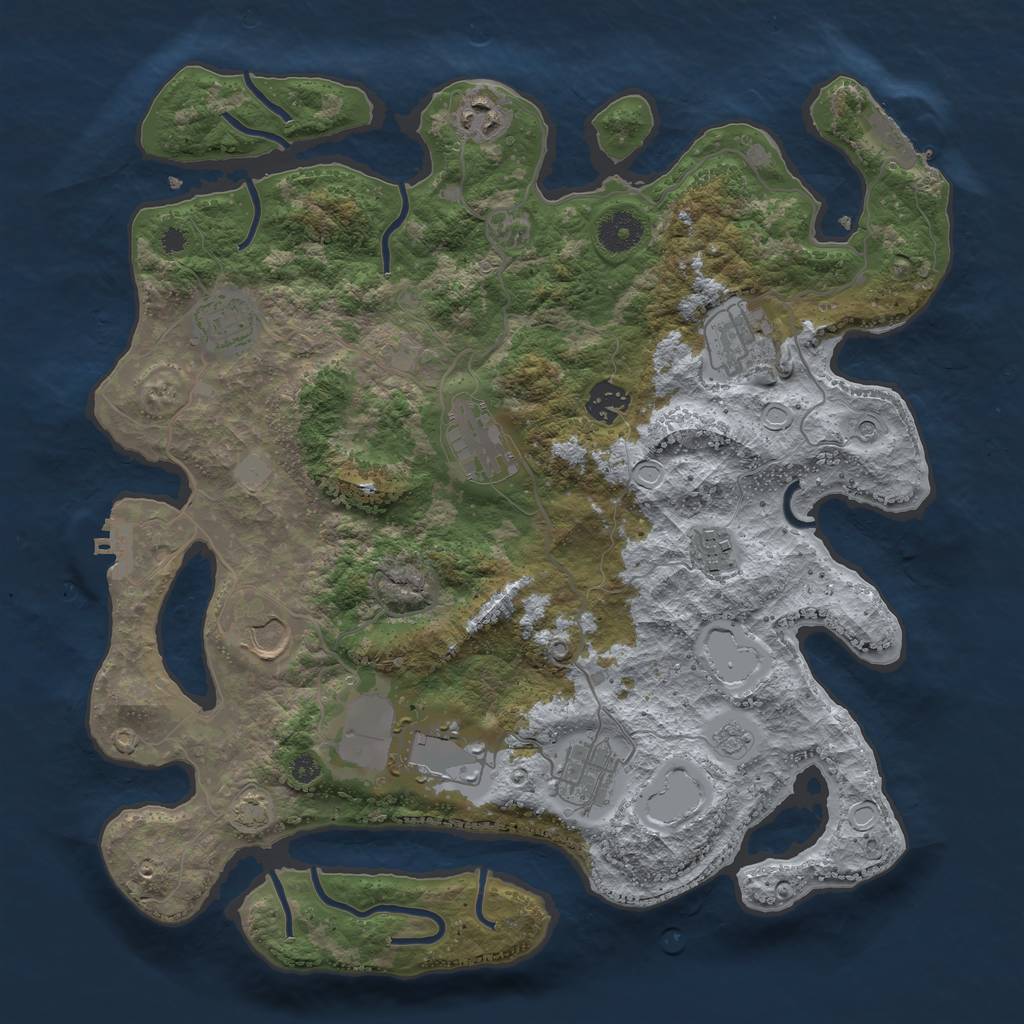 Rust Map: Procedural Map, Size: 3700, Seed: 643295, 17 Monuments