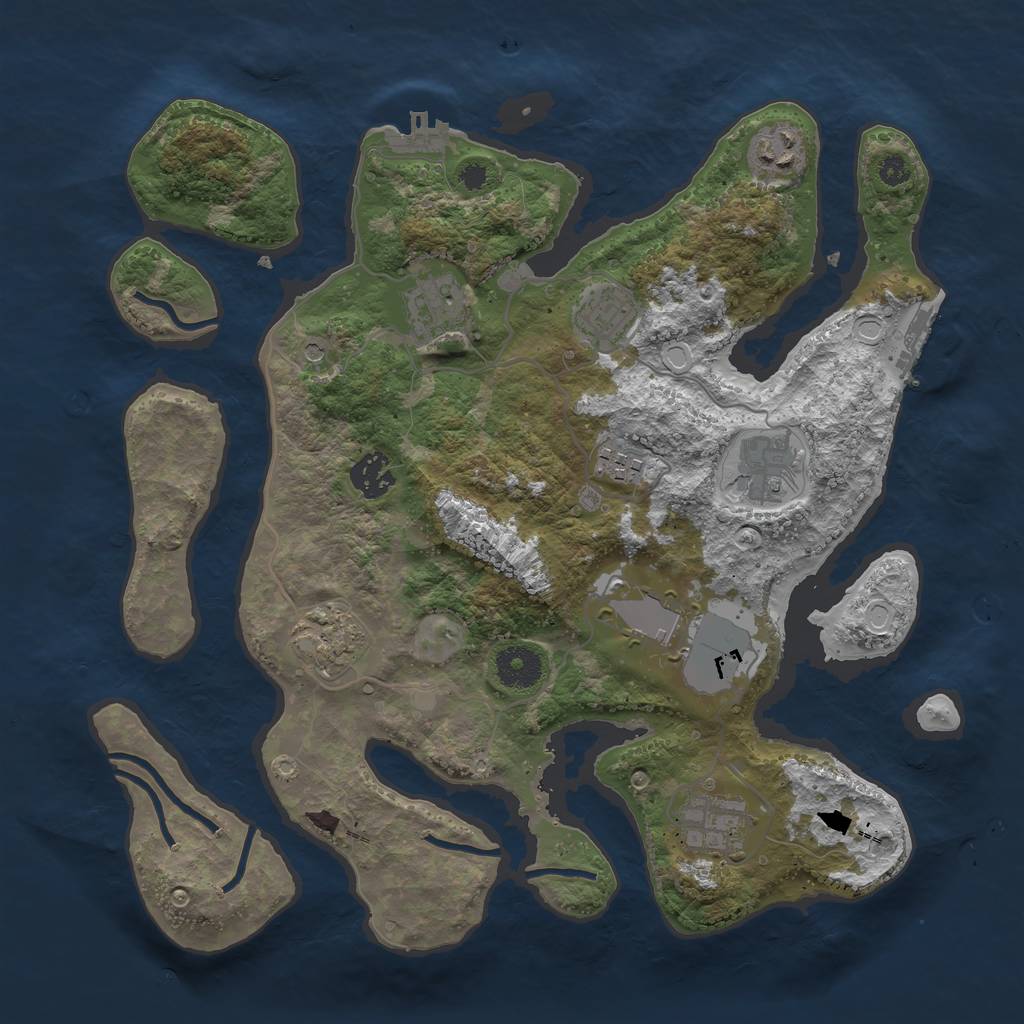 Rust Map: Procedural Map, Size: 3500, Seed: 26152, 17 Monuments