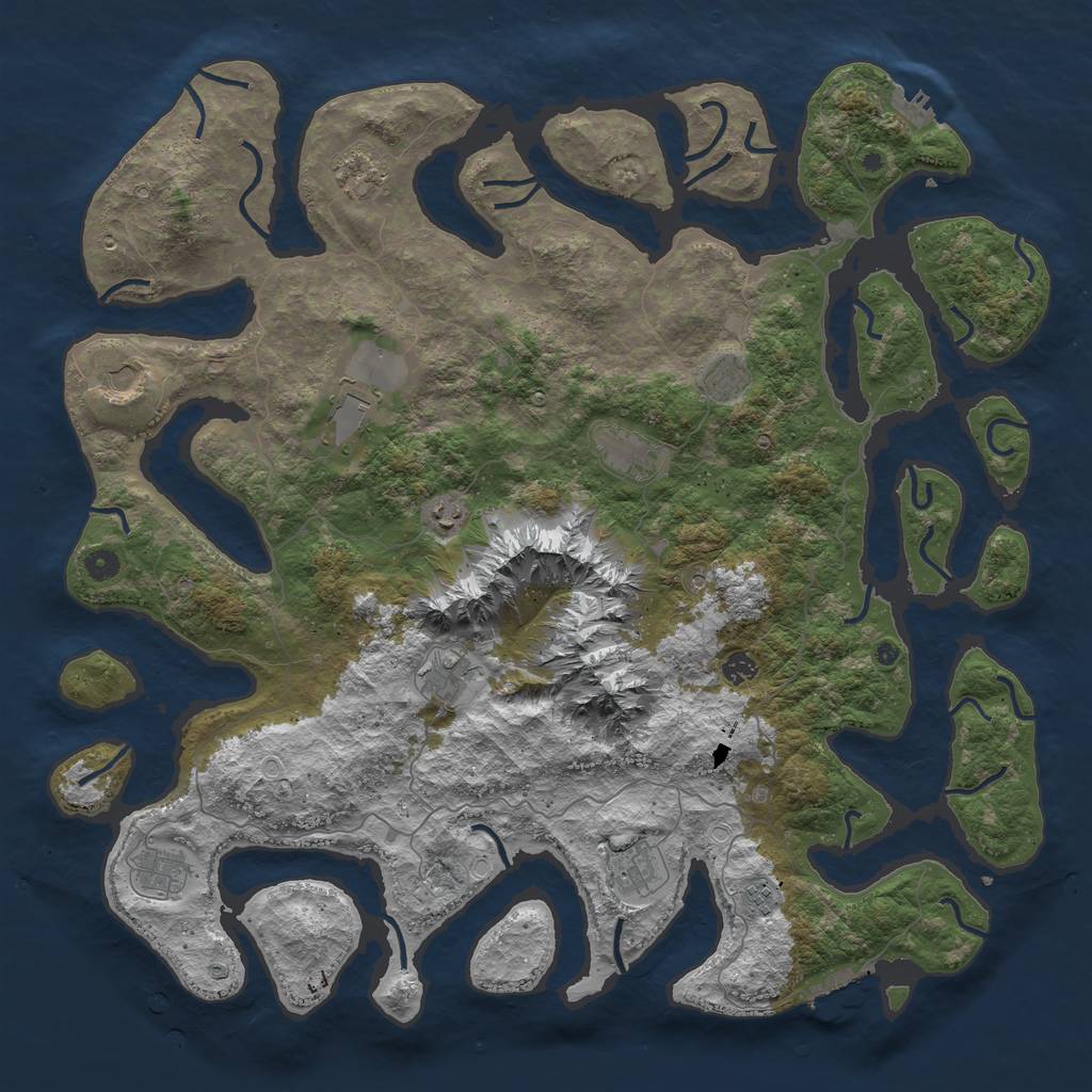 Rust Map: Procedural Map, Size: 5000, Seed: 7250645, 19 Monuments