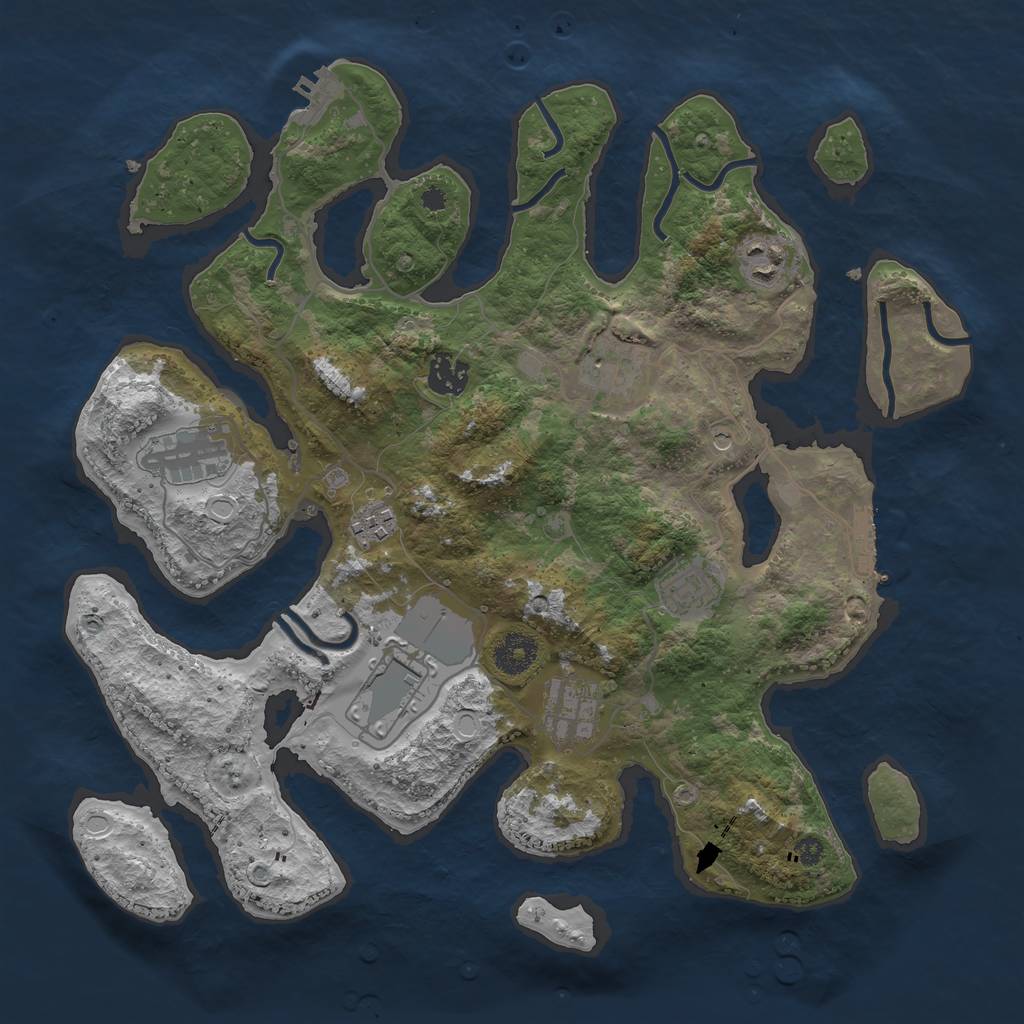 Rust Map: Procedural Map, Size: 3600, Seed: 39046, 16 Monuments