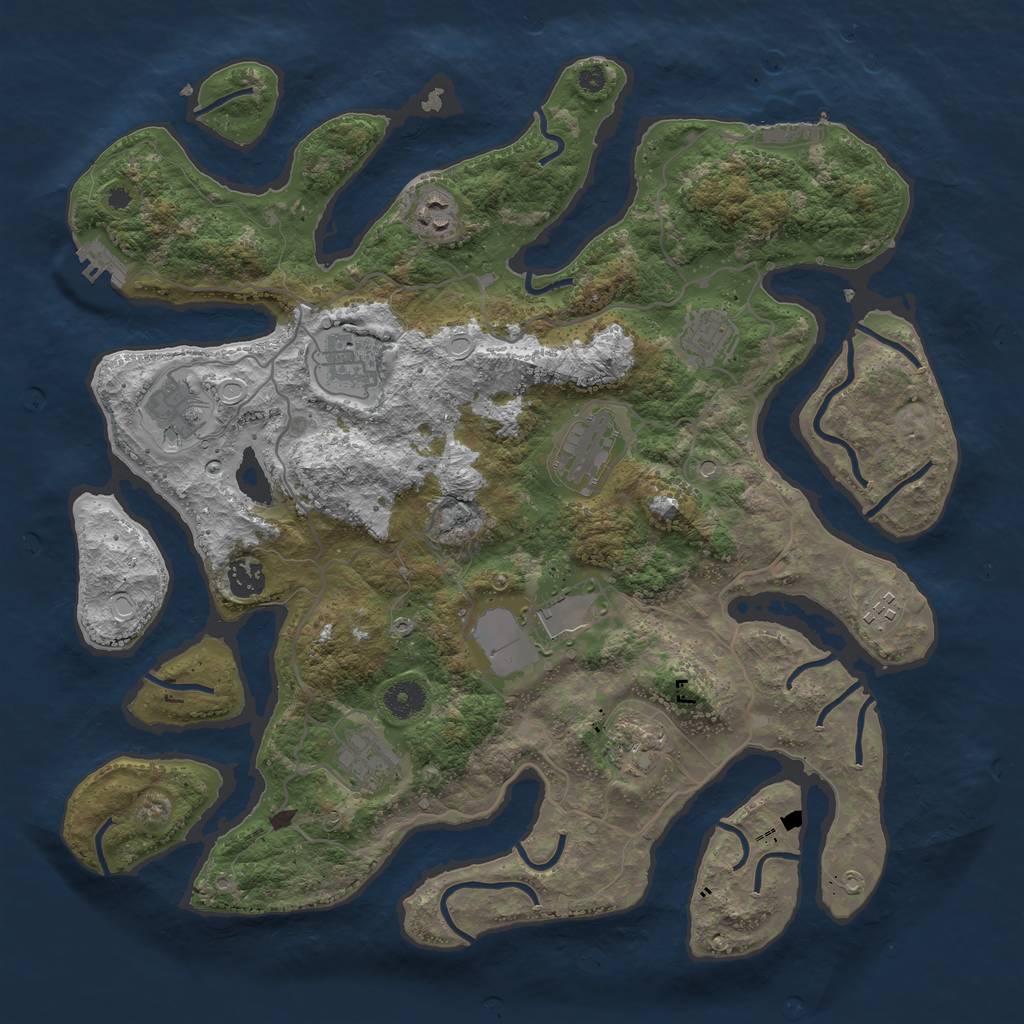 Rust Map: Procedural Map, Size: 4000, Seed: 795605, 18 Monuments