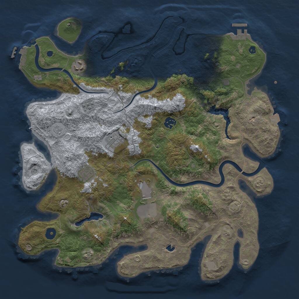 Rust Map: Procedural Map, Size: 4000, Seed: 795605, 12 Monuments
