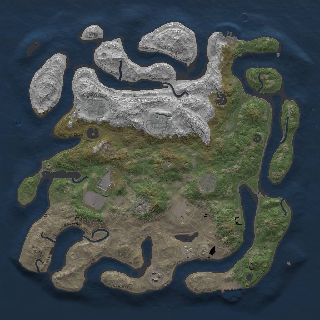 Rust Map: Procedural Map, Size: 4000, Seed: 526332, 16 Monuments