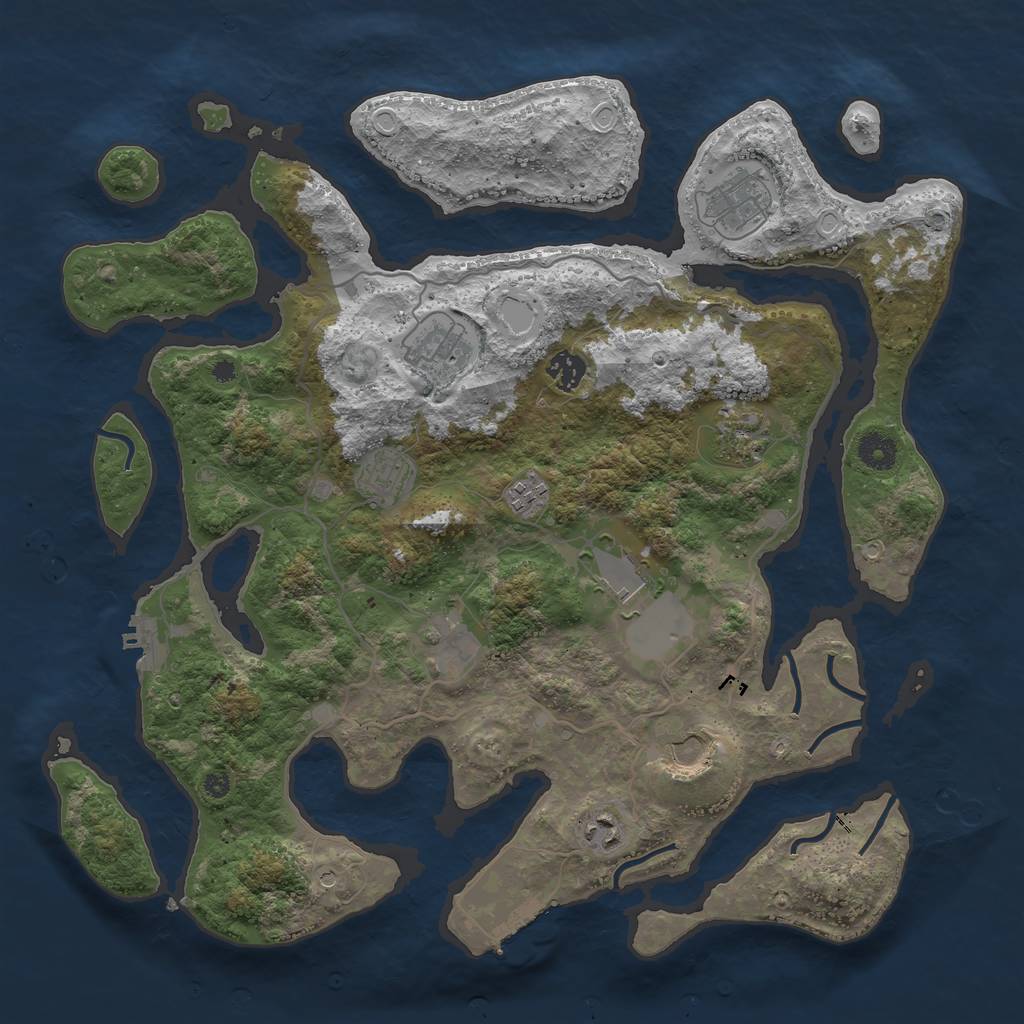 Rust Map: Procedural Map, Size: 4000, Seed: 846524, 18 Monuments