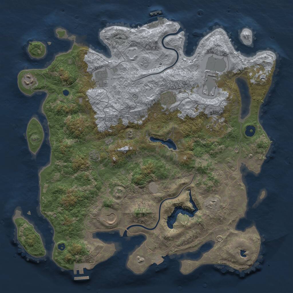 Rust Map: Procedural Map, Size: 4000, Seed: 846524, 12 Monuments