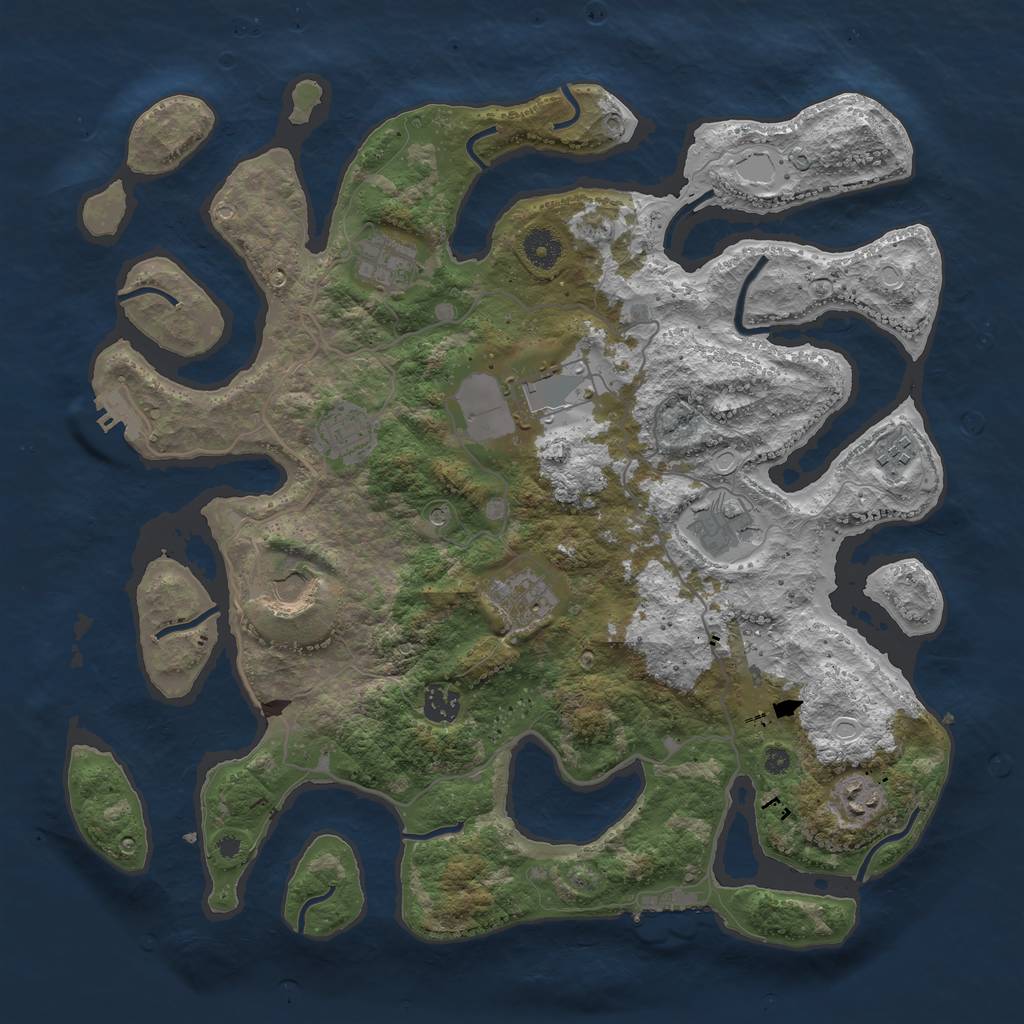 Rust Map: Procedural Map, Size: 4000, Seed: 201338, 17 Monuments