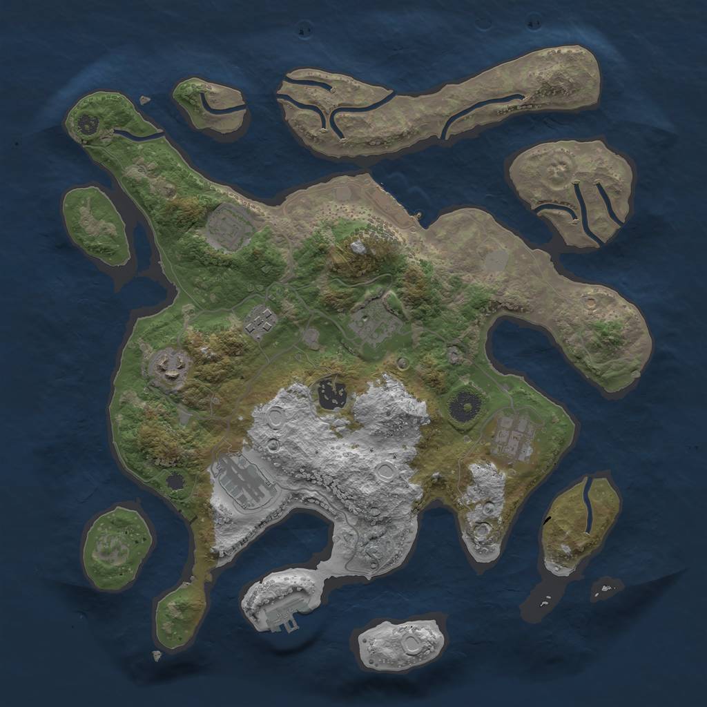 Rust Map: Procedural Map, Size: 3500, Seed: 335165913, 14 Monuments