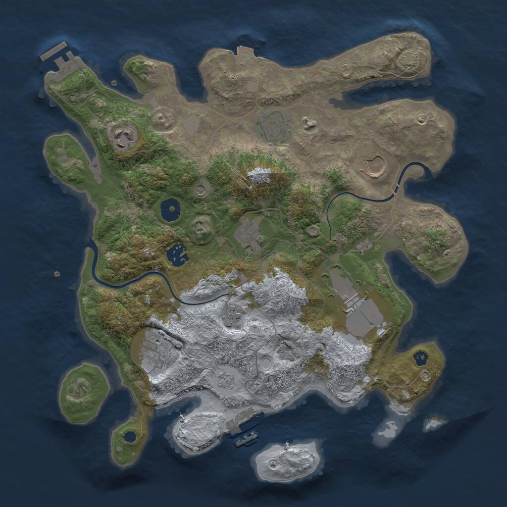 Rust Map: Procedural Map, Size: 3500, Seed: 335165913, 14 Monuments
