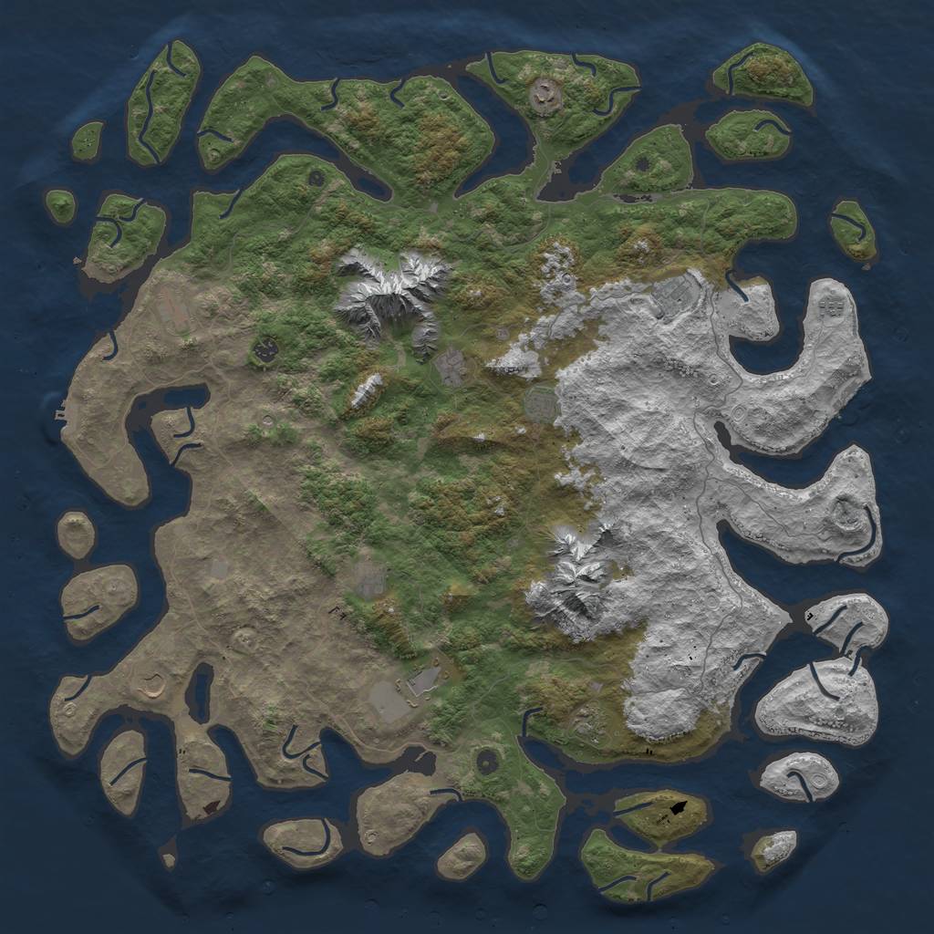 Rust Map: Procedural Map, Size: 6000, Seed: 228345301, 19 Monuments