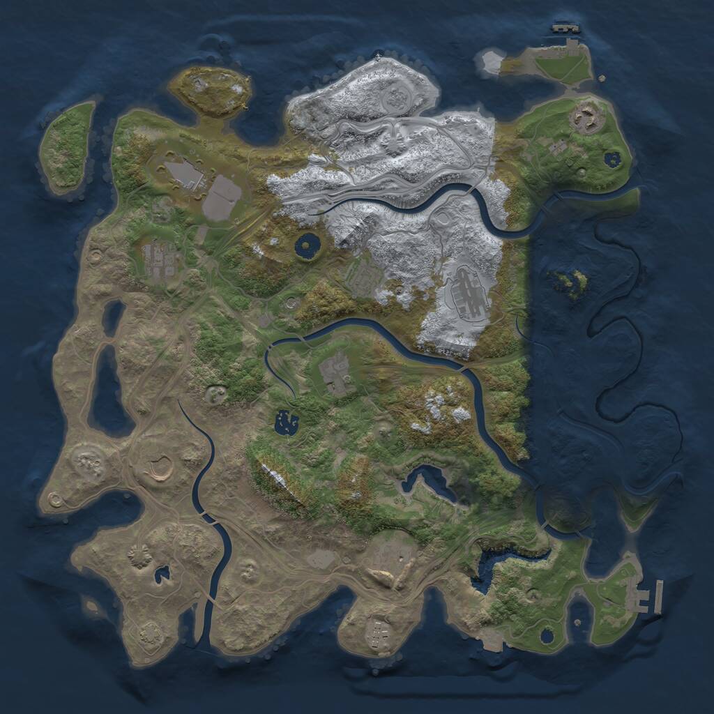 Rust Map: Procedural Map, Size: 4250, Seed: 261336518, 16 Monuments