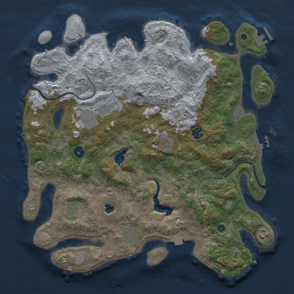 Rust Map: Procedural Map, Size: 4000, Seed: 631491, 14 Monuments