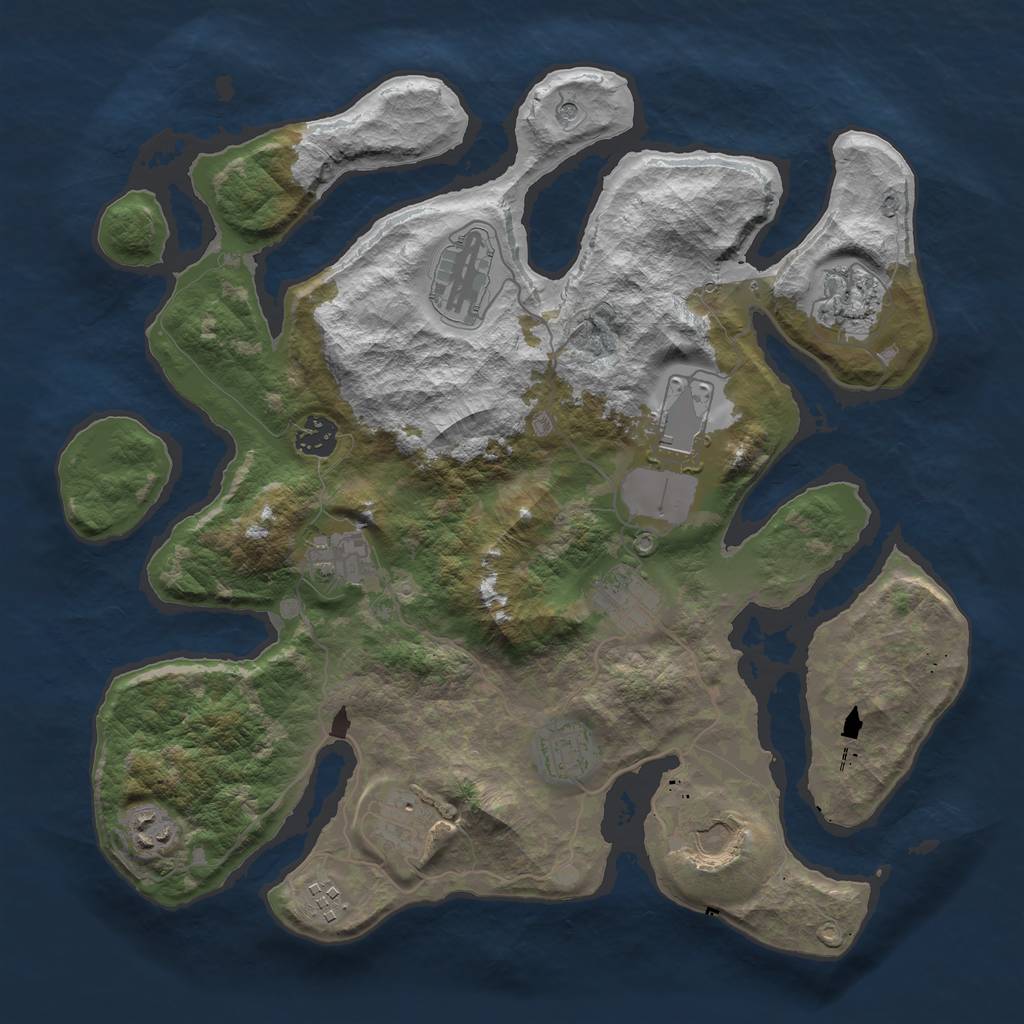 Rust Map: Barren, Size: 3700, Seed: 512679285, 14 Monuments