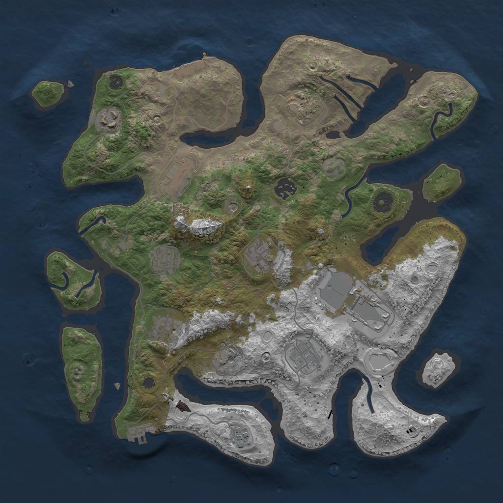 Rust Map: Procedural Map, Size: 3700, Seed: 100294882, 18 Monuments