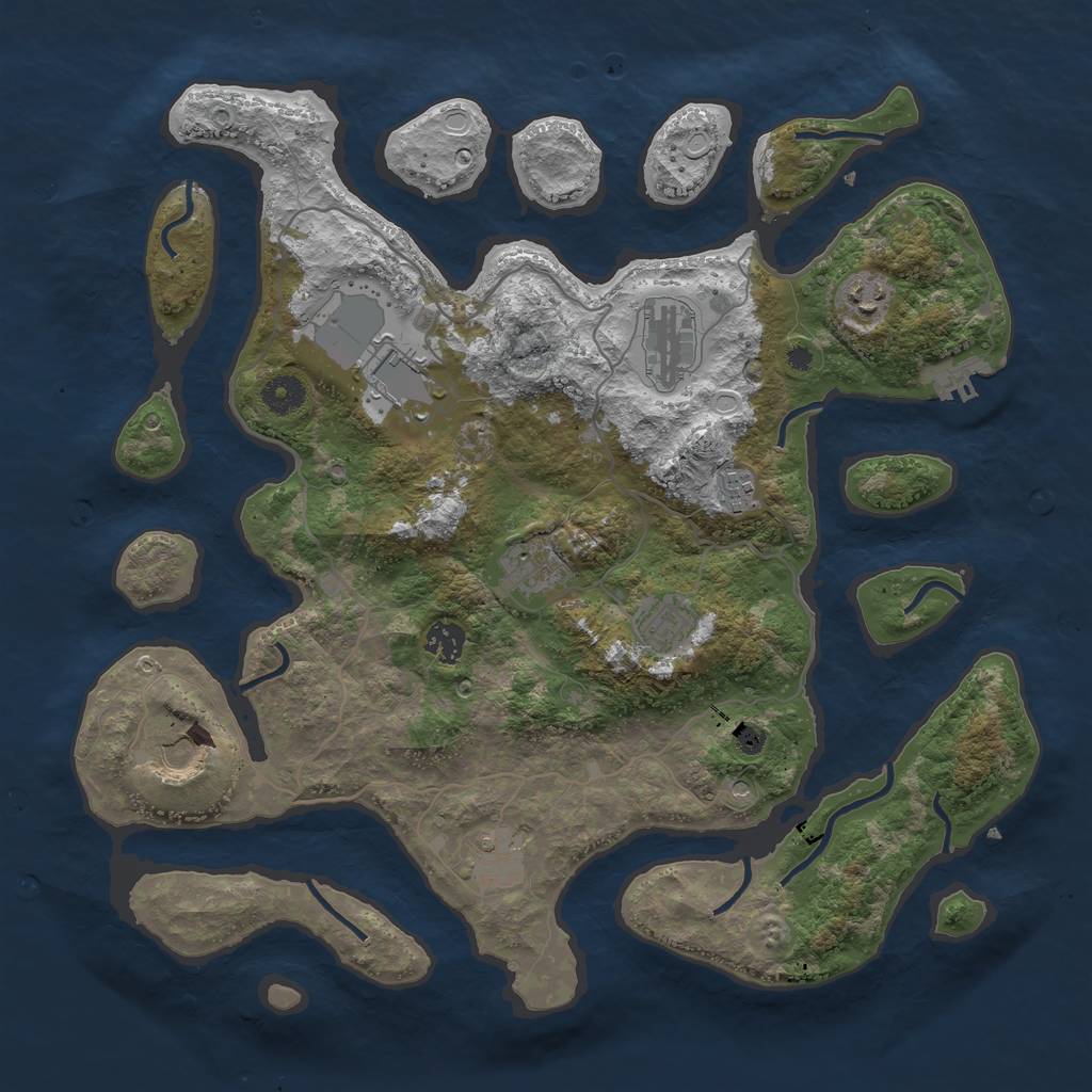 Rust Map: Procedural Map, Size: 4000, Seed: 646192, 16 Monuments