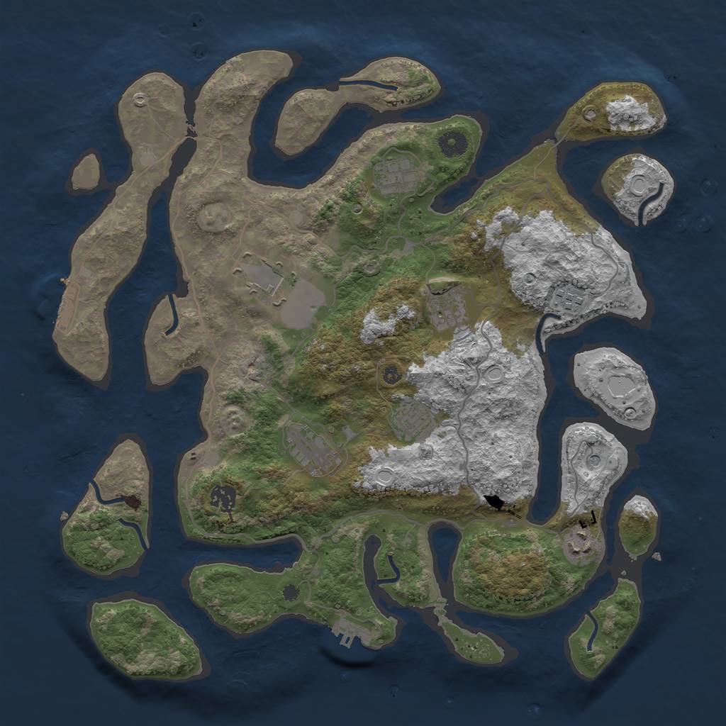 Rust Map: Procedural Map, Size: 4000, Seed: 968613, 16 Monuments