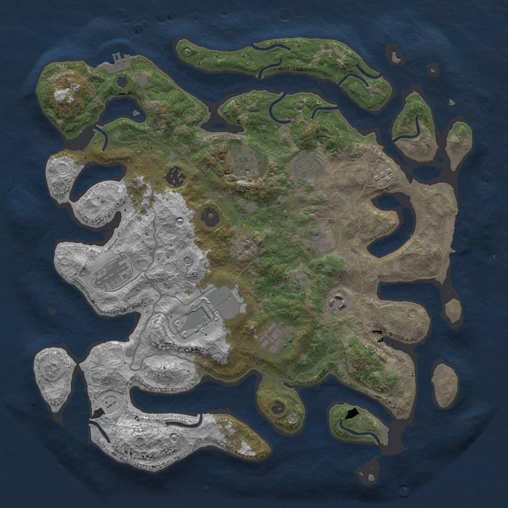 Rust Map: Procedural Map, Size: 4000, Seed: 3522342, 17 Monuments