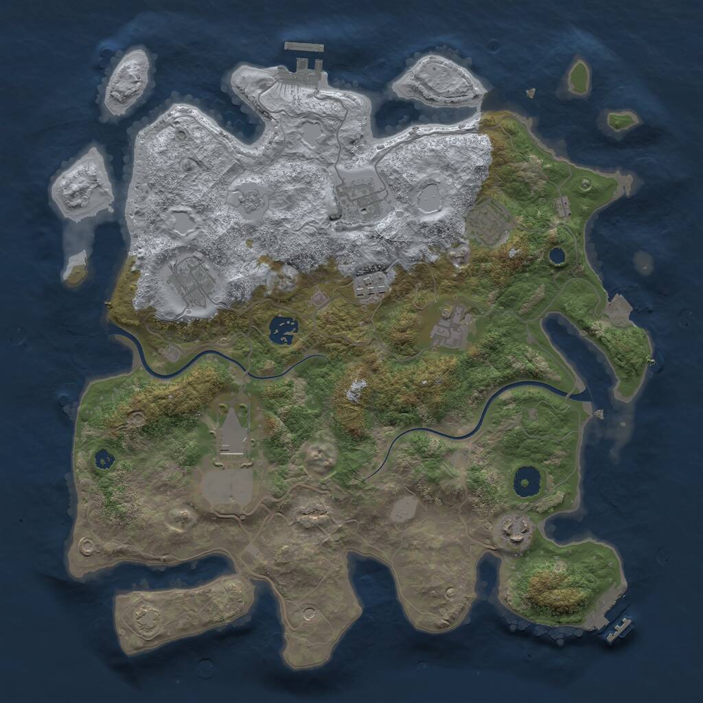 Rust Map: Procedural Map, Size: 3600, Seed: 869, 14 Monuments