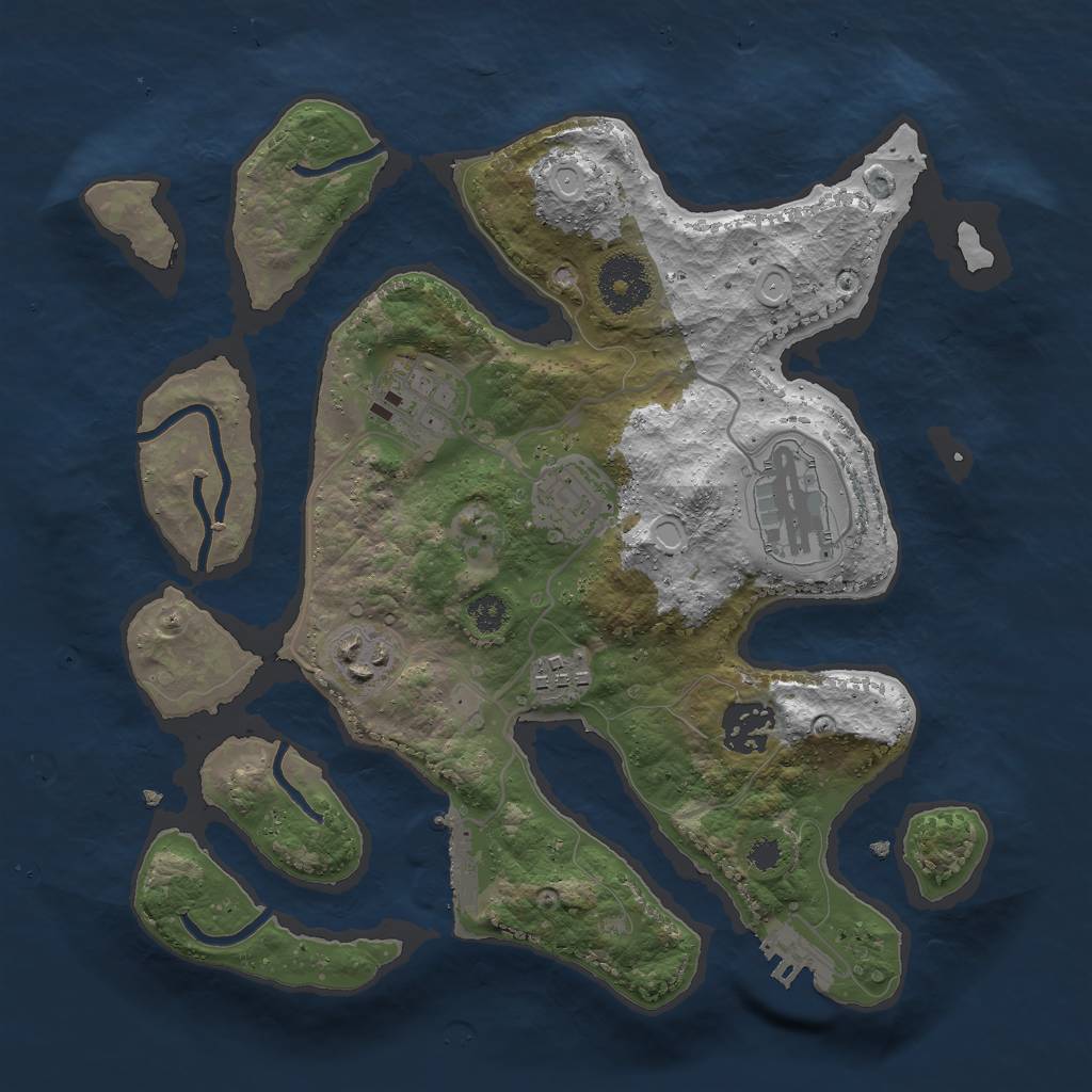 Rust Map: Procedural Map, Size: 3000, Seed: 37964553, 13 Monuments