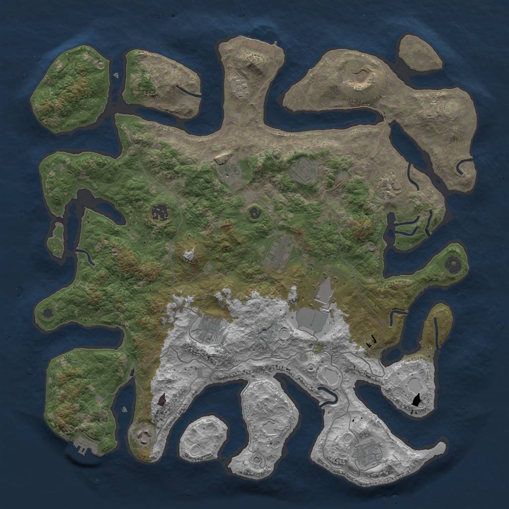 Rust Map: Procedural Map, Size: 4500, Seed: 1709611901, 19 Monuments