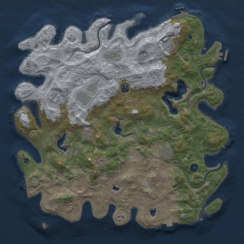 Rust Map: Procedural Map, Size: 4500, Seed: 6757, 17 Monuments