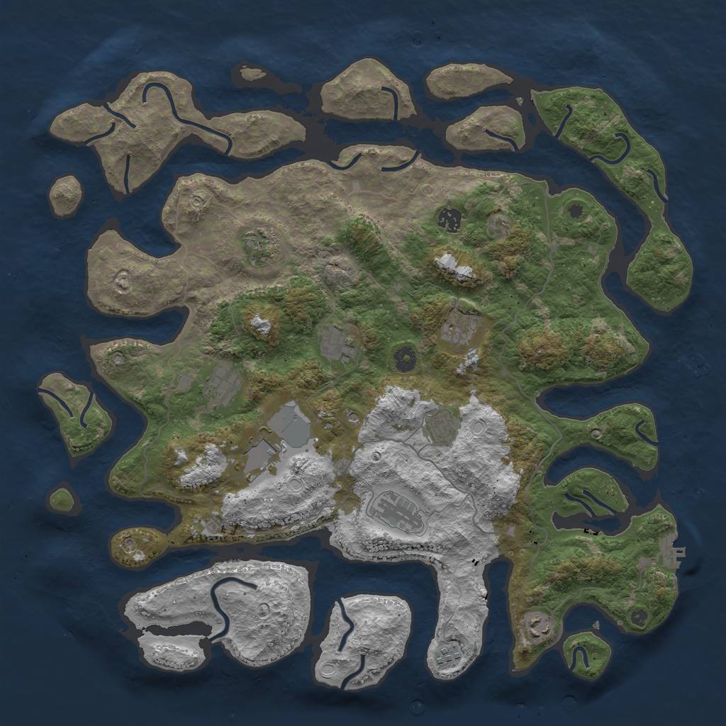 Rust Map: Procedural Map, Size: 4500, Seed: 3629, 17 Monuments