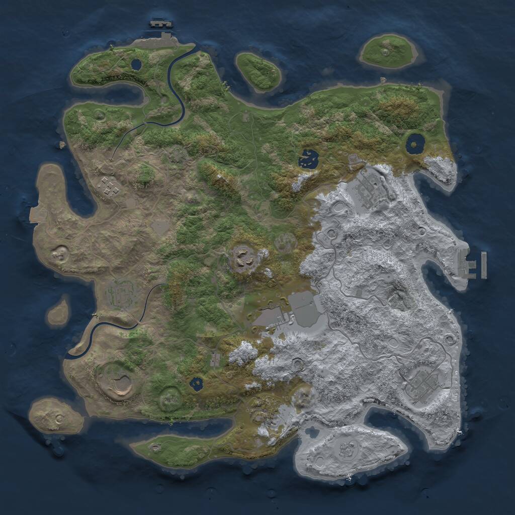 Rust Map: Procedural Map, Size: 3800, Seed: 1625371449, 15 Monuments