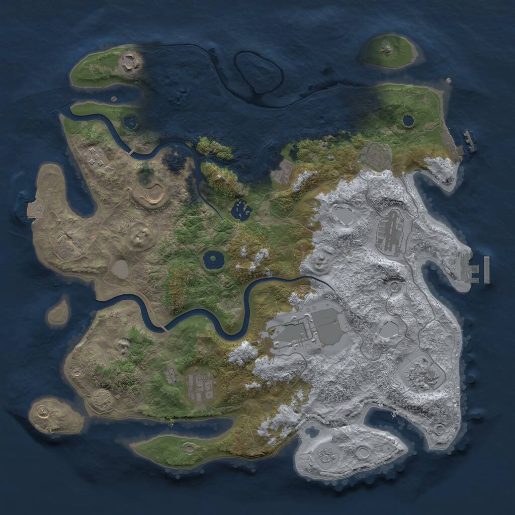 Rust Map: Procedural Map, Size: 3800, Seed: 1625371449, 16 Monuments