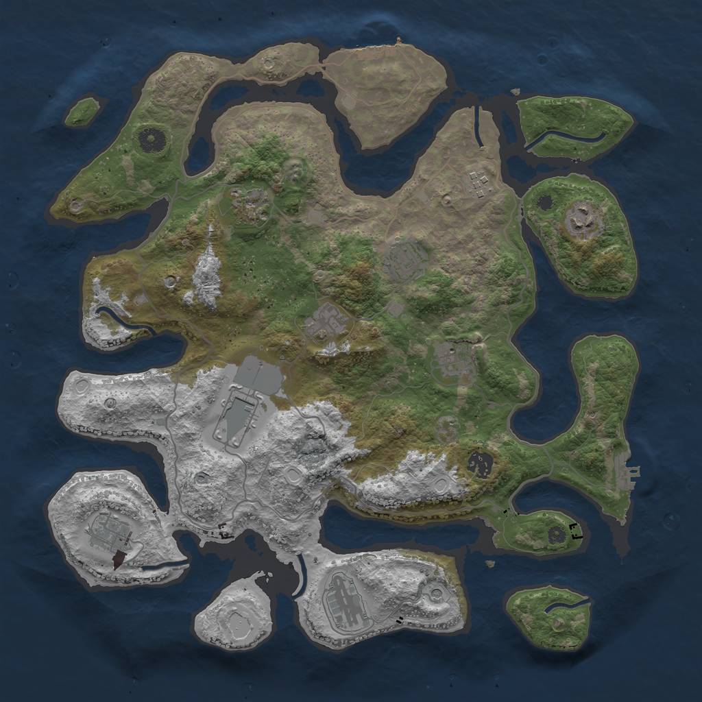 Rust Map: Procedural Map, Size: 4000, Seed: 1121987, 18 Monuments