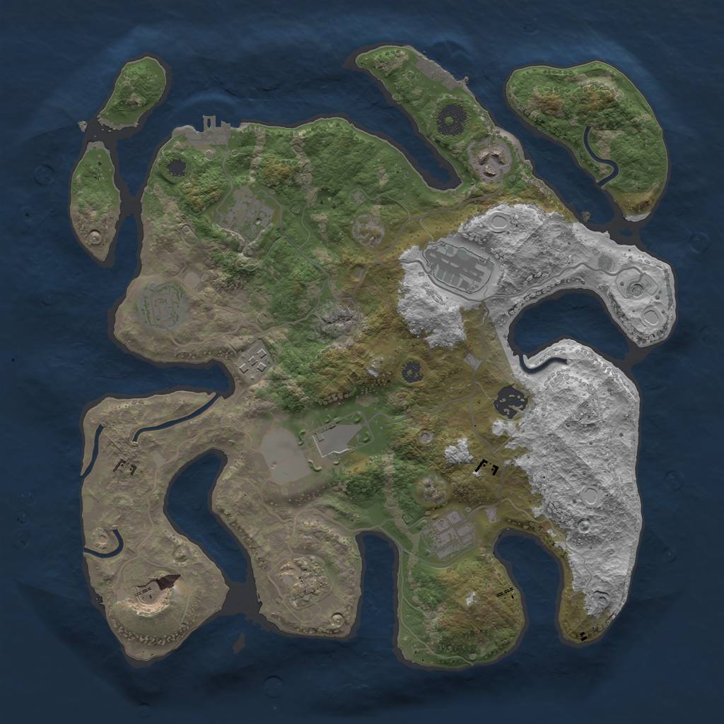 Rust Map: Procedural Map, Size: 3500, Seed: 544183757, 18 Monuments