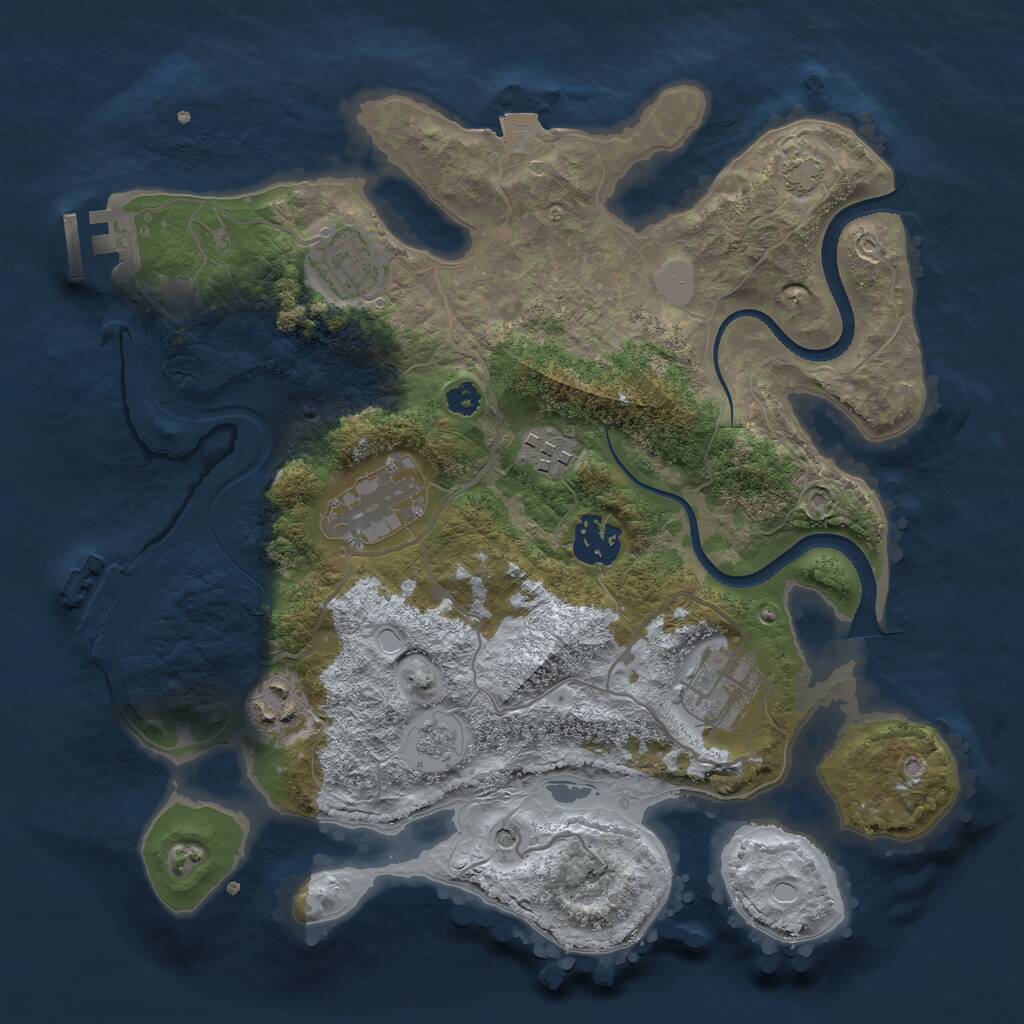 Rust Map: Procedural Map, Size: 3100, Seed: 555, 12 Monuments