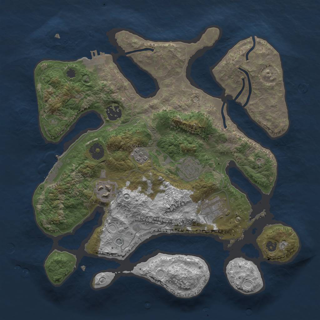 Rust Map: Procedural Map, Size: 3100, Seed: 555, 13 Monuments