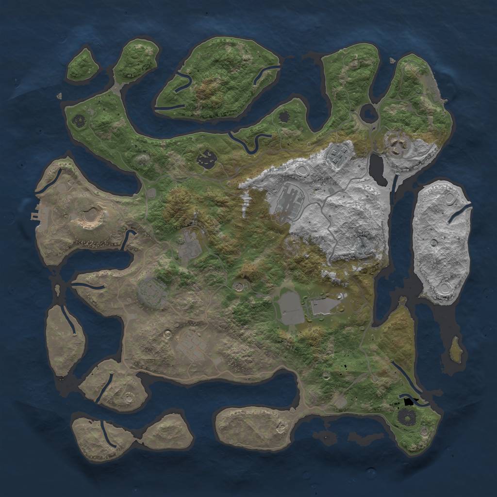 Rust Map: Procedural Map, Size: 4000, Seed: 1372869926, 17 Monuments