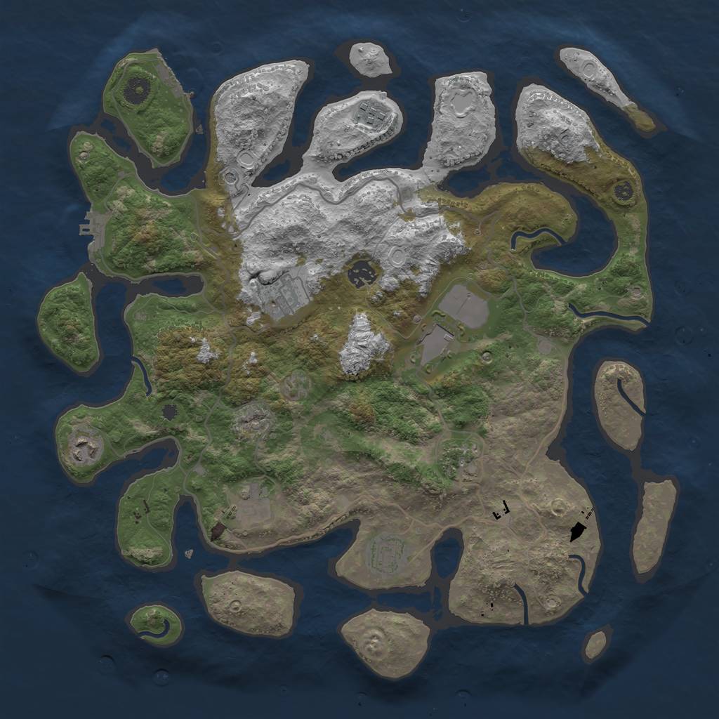 Rust Map: Procedural Map, Size: 4000, Seed: 12558333, 16 Monuments