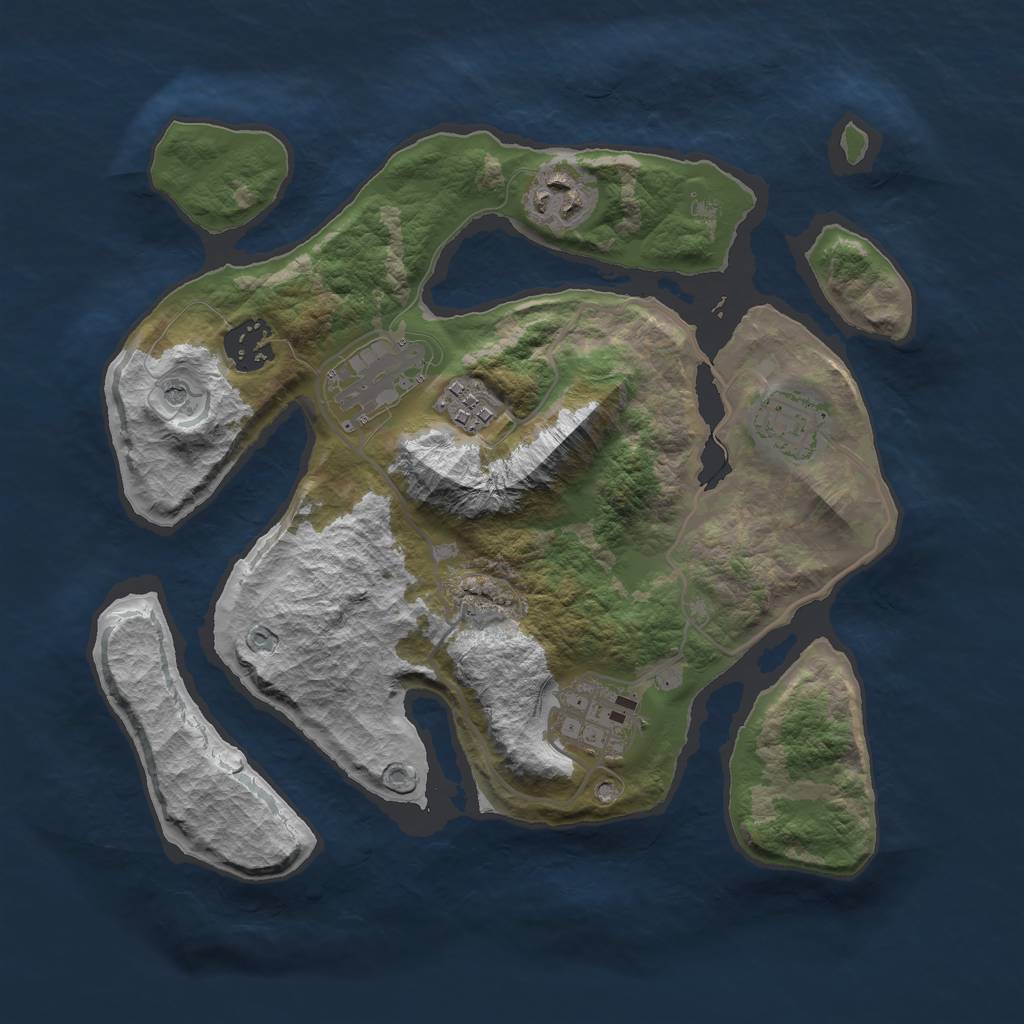 Rust Map: Barren, Size: 3000, Seed: 250783205, 9 Monuments