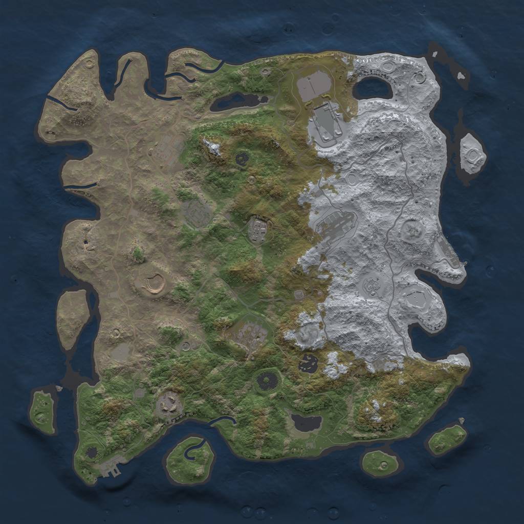 Rust Map: Procedural Map, Size: 4000, Seed: 963579075, 16 Monuments